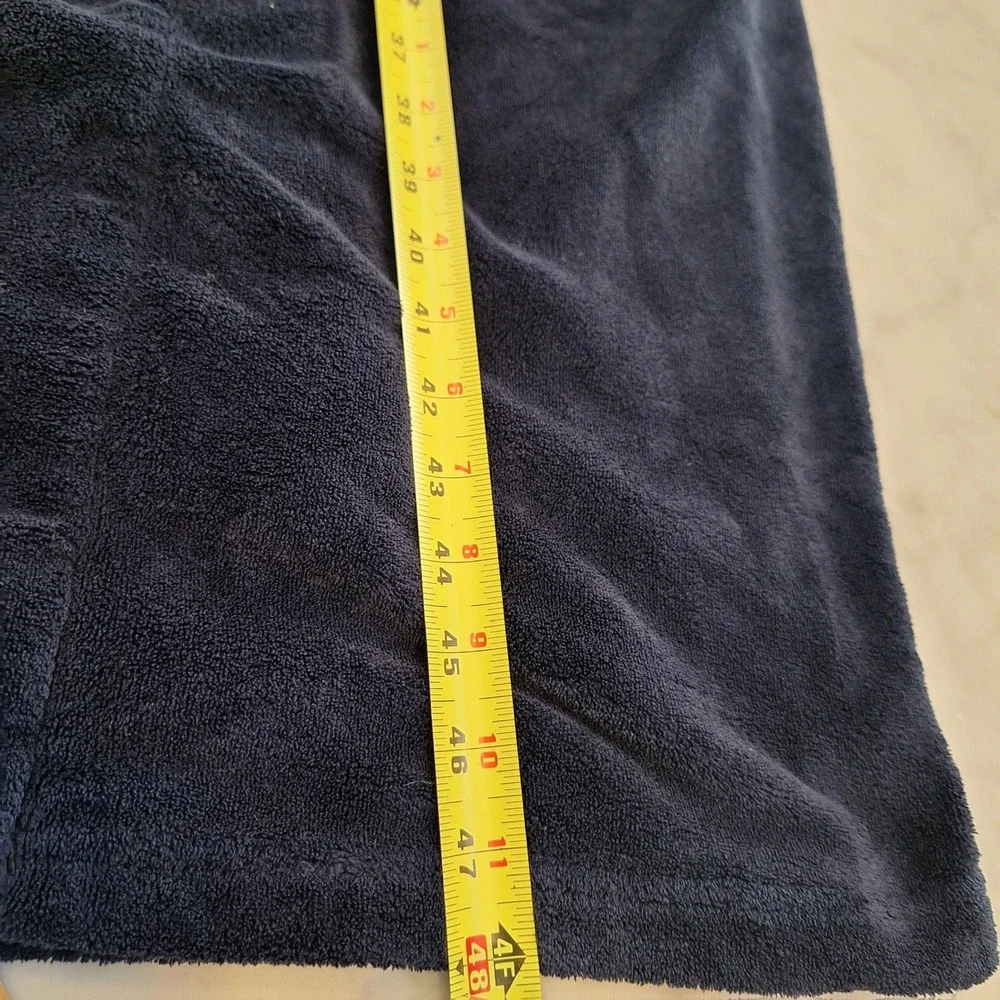 Polo Ralph Lauren Robe Men One Size Navy Blue Fleece Yellow Pony Logo Loungewear